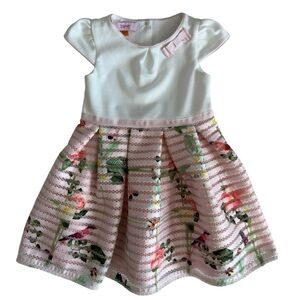 Baker by Ted Baker Girls Floral Bow Accent Dress White/Pink Size Age 2-3